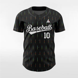 Maillot de baseball noir à rayures abstraites 2025 avec accents multicolores, design boutonné, nom et numéro personnalisables, style professionnel pour équipe - Product Image 3