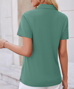 เสื้อเชิ้ตผู้หญิงสไตล์วินเทจลำลองสำหรับฤดูร้อน น้ำหนักเบา ระบายอากาศได้ดี เป็นมิตรกับสิ่งแวดล้อม แขนสั้น คอปกติดกระดุม รับทำโลโก้ OEM - Product Image 3