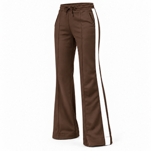 <b>Women</b> Red Fleece Drawstring Flare Pants Breathable <b>Winter</b> Sporty Side Stripe Track <b>Trousers</b> - Product Image 2