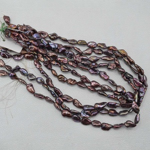 Perles d'eau douce naturelles de 6 mm, 7 mm, 8 mm, couleur marron, verte, violette, perles fantaisie irrégulières, longs fils de perles, bijoux, produits les mieux notés - Product Image 2