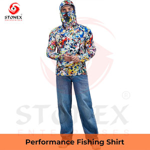 Sudadera con capucha de manga larga para hombre, estampada a color, UPF 50, anti-UV, para pesca, con logo en la manga izquierda y cierre de cremallera. - Product Image 6