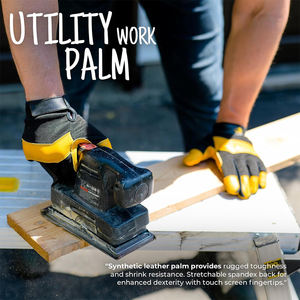 Gants de sécurité anti-vibration, couleur noir et jaune, paume en cuir, protection des mains avec fonction antidérapante - Product Image 5