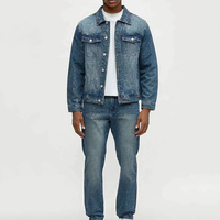 TRENDCLADZ Üstün Kaliteli Hafif Denim Takım Erkek Sonbahar Günlük İşlemeli Nefes Alabilen %100 Pamuklu Kot Ceket Pantolon Özel