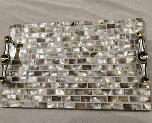 Rectangular <b>MOP</b> Inlay Serving Storage Trays With <b>Handles</b> Customized Handmade Luxury Wedding Ramadan Eid Trendy Serving Platters - Product Image 5