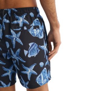 Shorts de bain pour hommes personnalisés à séchage rapide, extensibles dans 4 directions, taille mi-haute, avec poche étanche, couleur unie, pour la plage et le surf - Product Image 3