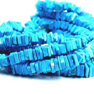 Cuentas de Piedra Preciosa Heishi de Turquesa Azul, Forma Cuadrada Lisa, para la Fabricación de Joyas, 6-7mm, Hilos de 16 Pulgadas, Precio al por Mayor - Product Image 2