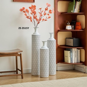 Minimalist Coastal Iron Floor <b>Vases</b> <b>Set</b> with Geometric Pattern White and Black Eco-Friendly for Modern Home Decor - Product Image 5