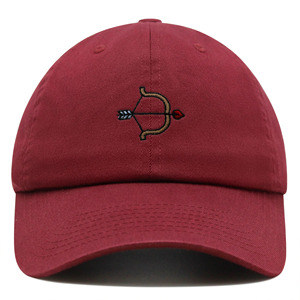 Casquette de baseball unisexe 6 panneaux marron avec logo arc et flèche brodé, ajustable, en sergé de coton, décontractée pour adulte - Product Image 1