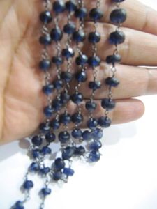 Cadena con Zafiros Azules Facetados en Forma de Rondelle de 5 a 8 mm - Product Image 3