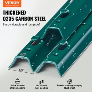 Confezione da 10 Pali Metallici a U Robusti da 1,8 Metri, Pali in Acciaio Resistenti per Giardino, Cortile, Prato, Fattorie, Recinzioni, Tralicci e Cancelli - Product Image 2