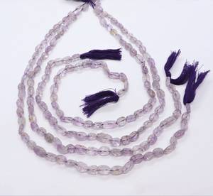 Cuentas Ovaladas Talladas de Amatista Rosa Natural de 6x8 MM, Cuentas de Gema Ovalada de Amatista Rosa, 3 Hilos de 13 Pulgadas, Amatista Rosa Natural - Product Image 1