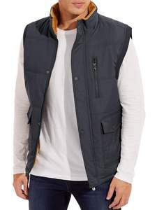 Gilet matelassé léger unisexe en toile lavée, col mandarin, chaud pour l'hiver, avec fermeture éclair sur le devant et service OEM - Product Image 5