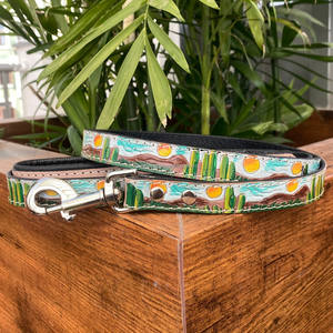 Luxury Cowhide Leather Dog <b>Harness</b> Durable Hand Tooled Heavy Duty Walking Training <b>Leash</b> for Medium to Large Dogs Pet Supplies - Product Image 2