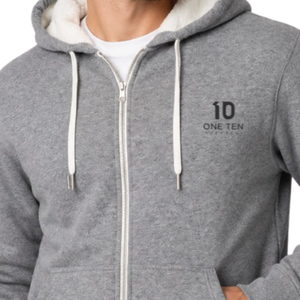 Heather Grey Unisex Heavyweight Sherpa <b>Lined</b> Full Zip Hoodie Warm <b>Fleece</b> Hooded Sweatshirt Winter Casual <b>Jacket</b> Custom Logo - Product Image 3