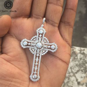 Charm_Jewells Pendentif en Argent 925 avec Tête de Balle en Moissanite Taille Brillant Certifiée IGI, Plaqué Or, Bijou Hiphop pour Homme - Product Image 1
