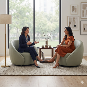 เก้าอี้พักผ่อนหรูหรา Mikahome หุ้มเบาะหนัง PU ปรับเอนได้ 360 องศา หมุนได้ โครงเหล็กแข็งแรง พร้อมพนักพิงไม้ - Product Image 3