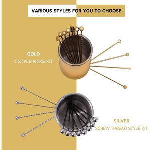 Premium 12-Pack Metal Cocktail Picks Kit 304 Stainless Steel Reusable <b>Toothpicks</b> Skewers Holder Premium Martini Garnish Picks - Product Image 2