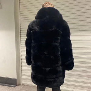 Wholesale Oem Fashion Real <b>Mens</b> Genuine <b>Long</b> <b>Men</b> <b>Coats</b> Black Fox Fur <b>Coat</b> - Product Image 2