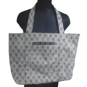 2025 nouveau sac à provisions en toile de coton imprimé à bloc complet personnalisé avec sac fourre-tout de plage à motif de 2 poignées - Product Image 1