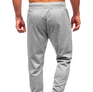 Men's Woolen Vintage Straight Gray Sweatpants Mid Rise Elastic Drawstring Side Pockets Casual <b>Joggers</b> Autumn Wear OEM Service - Product Image 4