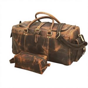 กระเป๋าเดินทางกีฬาแบบพกพาขนาดใหญ่ ทนทาน น้ำหนักเบา สายปรับได้ ปักลายหนังแท้ ผลิตในอินเดีย สไตล์วินเทจ - Product Image 1