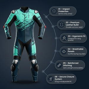 Traje de Motociclismo de Cuero para Hombre, Manga Larga, con Protección CE, Impresión por Sublimación, Transpirable, para Todas las Estaciones - Product Image 4
