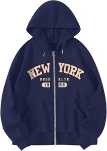 Nouvelle collection – Sweat à capuche zippé décontracté pour femme, 100 % coton, manches longues, col rond, épaules tombantes, imprimé coloré, confortable – Meilleur prix - Product Image 5