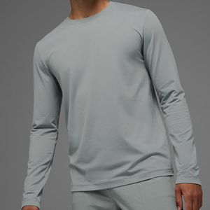 Wholesale Men's <b>100</b>% Cotton Long Sleeve T <b>Shirt</b> Custom Logo Breathable Casual Crew Neck Basic Tee - Product Image 1
