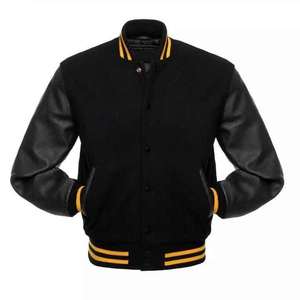 Veste universitaire en laine avec manches en cuir véritable/PU, veste de baseball pour hommes et femmes, broderie personnalisée - Product Image 4