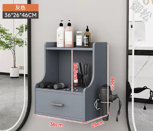 Carrito de Peluquería Montado en la Pared, Mueble de Almacenamiento para Estilistas con Cajón y Soporte para Secador de Pelo - Product Image 3
