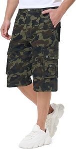 Shorts cargo camouflage pour homme, taille mi-haute, respirants, style décontracté, longueur bermuda, poches, taille élastique, 100% coton - Product Image 2