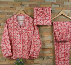 ชุดนอนผ้าฝ้ายพิมพ์ลายบล็อกทำมือสำหรับผู้หญิง ผู้ผลิตจำนวนมากจากอินเดีย - Product Image 2