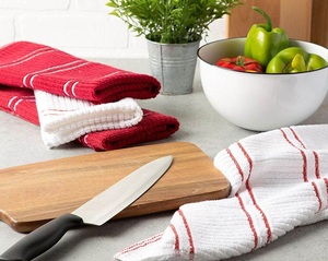 Wholesale Disposable Linen <b>Kitchen</b> Waffle Towels Striped Quick-Dry Compressed Antimicrobial Eco-Friendly Dishes Cleaning Towels - Product Image 6