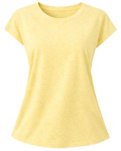 <b>Light</b> Yellow Women <b>Lounge</b> Set Short Sleeve T Shirt And Shorts Casual Summer Pajama Set Soft Breathable Cotton Blend Outfit - Product Image 2
