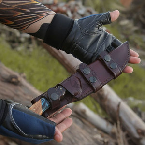 Couteau de chasse et de dépecage à lame pleine en acier Damas, manche en bois de wengé et olivier, poignée turquoise, lame de 5 pouces, fait main, lame fixe - Product Image 6