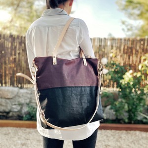 Sac fourre-tout en cuir et toile imperméable à fermeture ouverte avec broderie, idéal pour les voyages, le travail, le shopping, sac à bandoulière grande capacité LCTB-0087 - Product Image 3