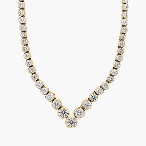 Chevron Lab Grown Diamond Eternity <b>Necklace</b> In Yellow Gold - Product Image 1