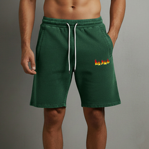 2026 New Men Fleece Shorts Casual Soft Cotton Blend <b>Elastic</b> Waist Drawstring Above Knee Athletic Gym Sportswear Running Training - Product Image 3