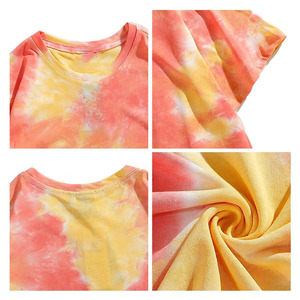 Camiseta de Manga Corta Tie-Dye Extra Grande Personalizada para Hombre, Cuello Redondo, Informal, 100% Algodón Tejido, Transpirable, con Estampado Verde y Amarillo - Product Image 4