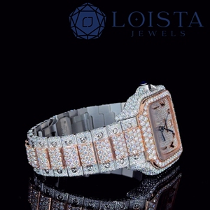 Reloj de Lujo para Hombre Loista Jewels, de Cuarzo, con Cristales, Acero Inoxidable, Dorado, con Diamantes Moissanite, Estilo Hip Hop, Personalizado, de Alta Calidad - Product Image 3