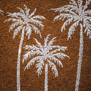 Paillasson en fibre de coco à motif feuille de Monstera, avec envers en PVC, imprimé tropical, paillasson d'entrée design, tapis de décoration intérieure en fibre naturelle - Product Image 3