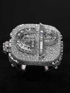 Custom Name Moissanite <b>Ring</b> Rhodium Plated <b>Iced</b> Hip Hop Band Resizable Silver Jewelry for Men - Product Image 3