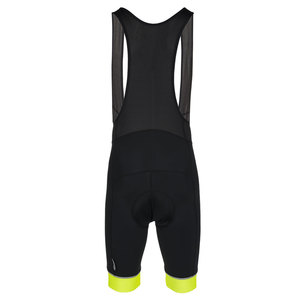 Cuissard de cyclisme pour homme noir avec bordure jaune fluo, dos en maille respirante, coupe ajustée et soutien dorsal - Product Image 6