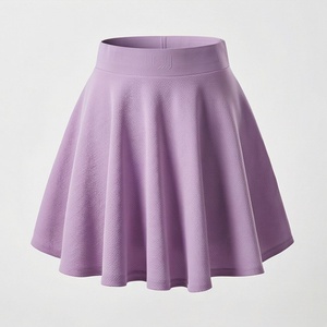 Jupe courte trapèze pour femme, taille élastique, plissée, décontractée, respirante, en spandex et polyester, couleur unie, toutes saisons - Product Image 1