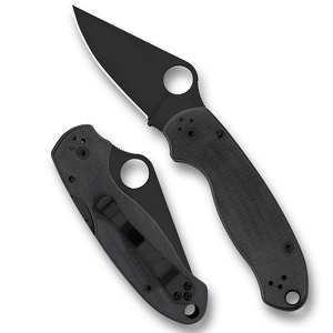 Couteaux pliants en acier inoxydable noir avec poignée texturée, trou pour le pouce, clip de poche et format compact pour un usage quotidien - Product Image 1