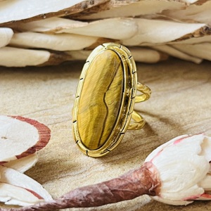 Luxury Style High Demand Boho Tiger Eye <b>Rings</b> Chunky Brass <b>Ring</b> Womens 18k Gold Plated Oval <b>Statement</b> <b>Ring</b> For Wholesale/OEM/ODM - Product Image 6