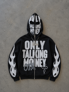 Sudadera con capucha de lujo con cremallera y pedrería, de algodón grueso, estilo urbano, con gráfico de cristal, para diseñadores, OEM ODM, sudaderas personalizadas - Product Image 4