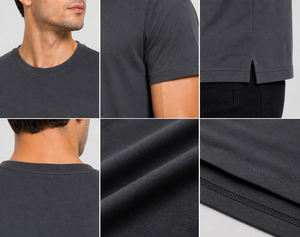 T-shirt à col rond en polyester doux de qualité supérieure, tissu respirant, léger, coupe classique, coutures durables, vêtement décontracté tendance, OEM - Product Image 5