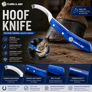Couteau à sabots professionnel réutilisable en acier inoxydable avec manche ergonomique en bois |   Ferrures de cheval personnalisées modèle HK-001 pour chevaux - Product Image 6