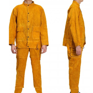 Ensemble veste et pantalon de soudeur imperméable en cuir de vachette jaune de classe 2 SW GROUP, vêtements de sécurité résistants à la chaleur - Product Image 3